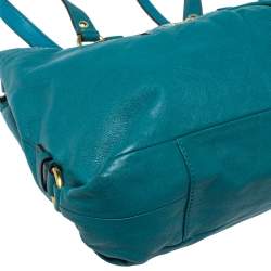 Pre Owned Coach Blue Leather Ashley Satchel