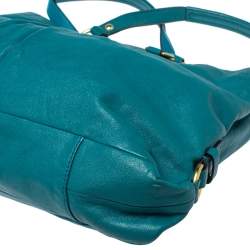 Pre Owned Coach Blue Leather Ashley Satchel