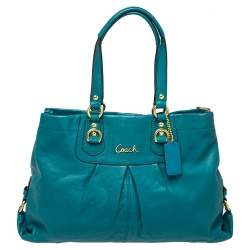 Pre Owned Coach Blue Leather Ashley Satchel
