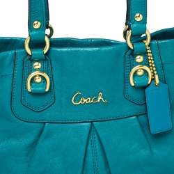 Pre Owned Coach Blue Leather Ashley Satchel