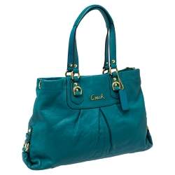 Pre Owned Coach Blue Leather Ashley Satchel