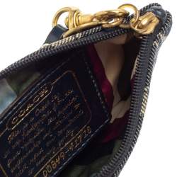 Coach Blue Signature Canvas and Patent Leather Wristlet Clutch