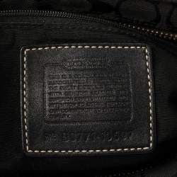 Pre Owned Coach Black Signature Canvas and Leather Hampton Tote