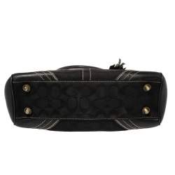 Pre Owned Coach Black Signature Canvas and Leather Hampton Tote