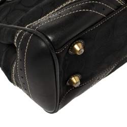 Pre Owned Coach Black Signature Canvas and Leather Hampton Tote