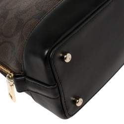 Pre Owned Coach Brown/Black Signature Coated Canvas And Leather Mini Sierra Satchel