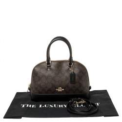 Pre Owned Coach Brown/Black Signature Coated Canvas And Leather Mini Sierra Satchel