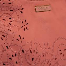 Coach Pink Leather Floral Laser Cut Hobo