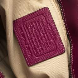 Coach Beige/Fuchsia Signature Coated Canvas and Leather Peyton Zip Tote 