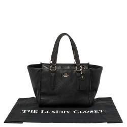 Pre Owned Coach Black Textured Leather Crosby Tote