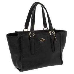 Pre Owned Coach Black Textured Leather Crosby Tote