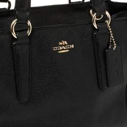 Pre Owned Coach Black Textured Leather Crosby Tote