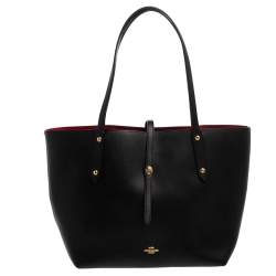 Pre Owned Coach Black Pebbled Leather Market Tote