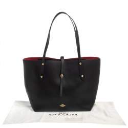 Pre Owned Coach Black Pebbled Leather Market Tote