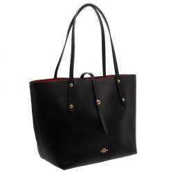 Pre Owned Coach Black Pebbled Leather Market Tote