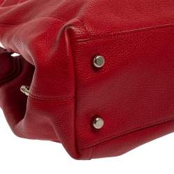 Pre Owned Coach Red Pebbled Leather Edie 31 Shoulder Bag