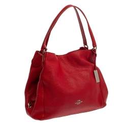 Pre Owned Coach Red Pebbled Leather Edie 31 Shoulder Bag