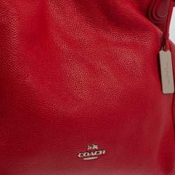 Pre Owned Coach Red Pebbled Leather Edie 31 Shoulder Bag