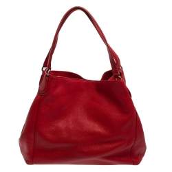 Pre Owned Coach Red Pebbled Leather Edie 31 Shoulder Bag