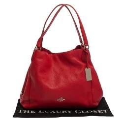 Pre Owned Coach Red Pebbled Leather Edie 31 Shoulder Bag