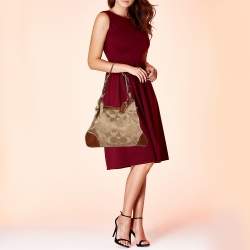 Pre Owned Coach Brown Monogram Canvas and Leather Peyton Hobo