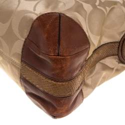 Pre Owned Coach Brown Monogram Canvas and Leather Peyton Hobo