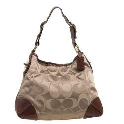 Pre Owned Coach Brown Monogram Canvas and Leather Peyton Hobo