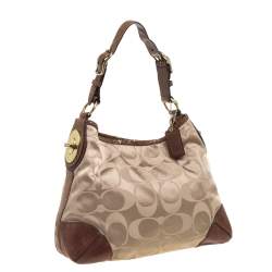 Pre Owned Coach Brown Monogram Canvas and Leather Peyton Hobo