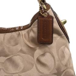Pre Owned Coach Brown Monogram Canvas and Leather Peyton Hobo