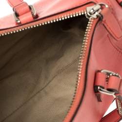 Pre Owned Coach Coral Orange Leather Boston Bag