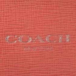 Pre Owned Coach Coral Orange Leather Boston Bag