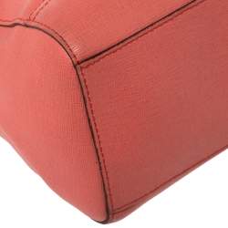 Pre Owned Coach Coral Orange Leather Boston Bag