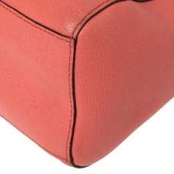 Pre Owned Coach Coral Orange Leather Boston Bag