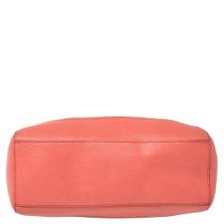 Pre Owned Coach Coral Orange Leather Boston Bag