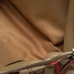 Coach Red/Beige Signature Canvas and Leather Satchel
