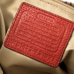 Coach Red/Beige Signature Canvas and Leather Satchel