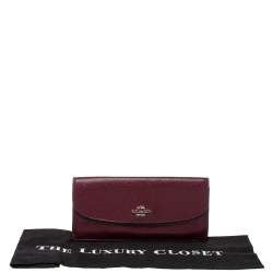 Pre Owned محفظة كوتش كونتينتال قلاب جلد حمراء داكنة / خوخية