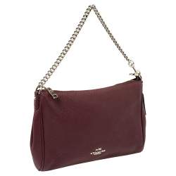 Pre Owned Coach Burgundy Leather Carrie Crossbody Bag