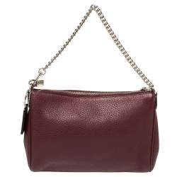 Pre Owned Coach Burgundy Leather Carrie Crossbody Bag