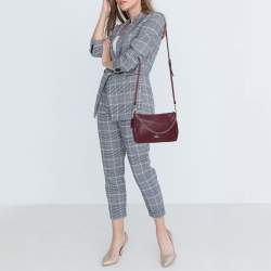 Pre Owned Coach Burgundy Leather Carrie Crossbody Bag