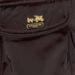 Pre Owned حقيبة كلتش كوتش ماديسون جلد لامع بنى مقاس 