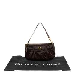 Pre Owned حقيبة كلتش كوتش ماديسون جلد لامع بنى مقاس 