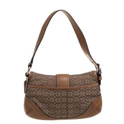 مملوكة مسبقًا Coach Brown Signature Canvas and Leather Buckle Shoulder Bag