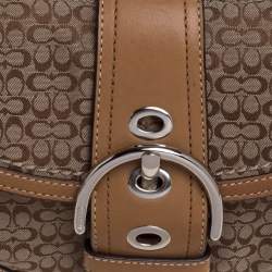 مملوكة مسبقًا Coach Brown Signature Canvas and Leather Buckle Shoulder Bag