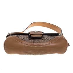 مملوكة مسبقًا Coach Brown Signature Canvas and Leather Buckle Shoulder Bag