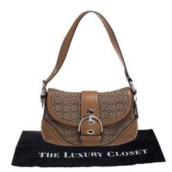 مملوكة مسبقًا Coach Brown Signature Canvas and Leather Buckle Shoulder Bag