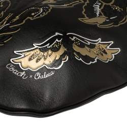 Pre Owned Coach Black/Gold Leather Tattoo Sling Bag