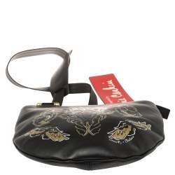 Pre Owned Coach Black/Gold Leather Tattoo Sling Bag