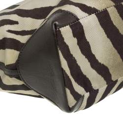 Pre Owned Coach Green/Brown Zebra Print Canvas and Leather Madison Tote