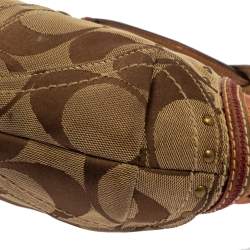 Coach Beige/Brown Signature Canvas and Leather Hobo